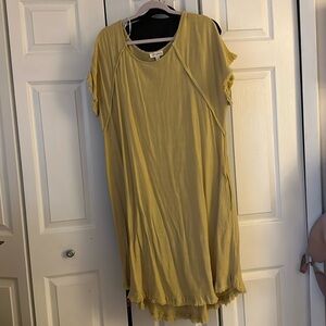Mustard color linen and cotton dress with POCKETS